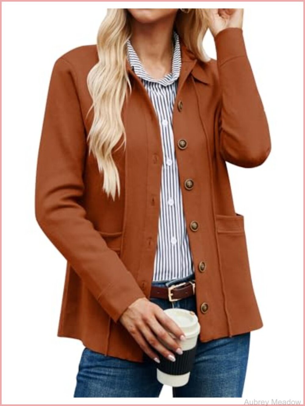 Women's V-Neck Button Cardigan Sweater Long Sleeve Knit Top